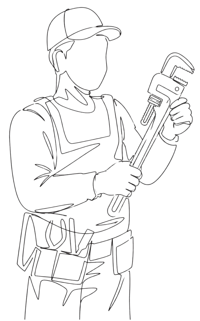 Plumber with pipe wrench